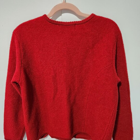 Orvis Vintage Women's Red 100% Wool Classic Sweater Jacket  Silver Buttons Small - Picture 3 of 6